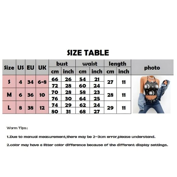 A Gothic Universe Halter Crop Top W/ Sun & Moon Celestial Print – Black White - Picture 8 of 8